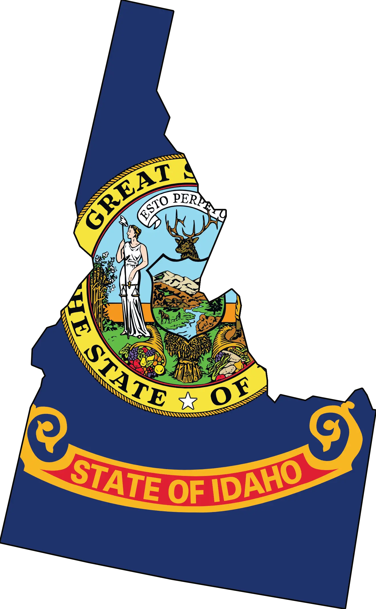 A photo of Idaho with the state flag.