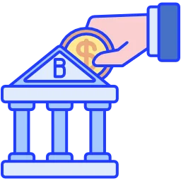 An image of someone depositing a coin in a bank via ACH payments.